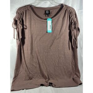 Stitch Fix Women's Bobeau Briony Drawstring Shoulder Tee - Taupe - Large